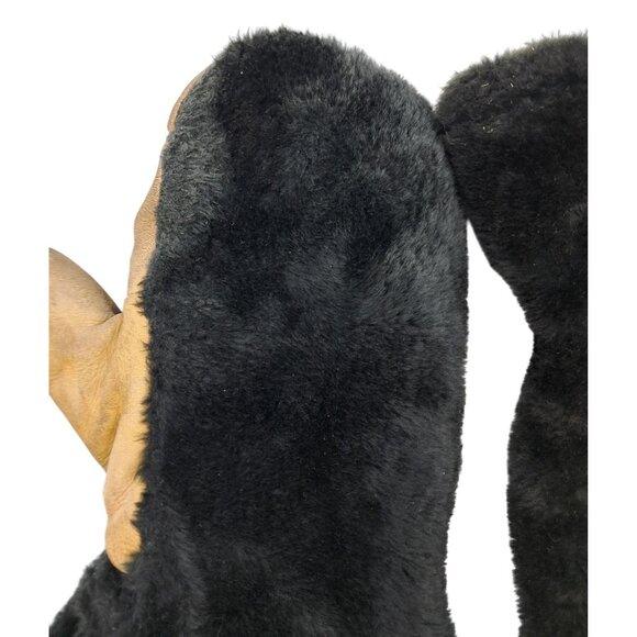 Vintage Leather Mittens With Black Shearling ? For Cold Weather Unisex Mens Wome - Picture 9 of 13